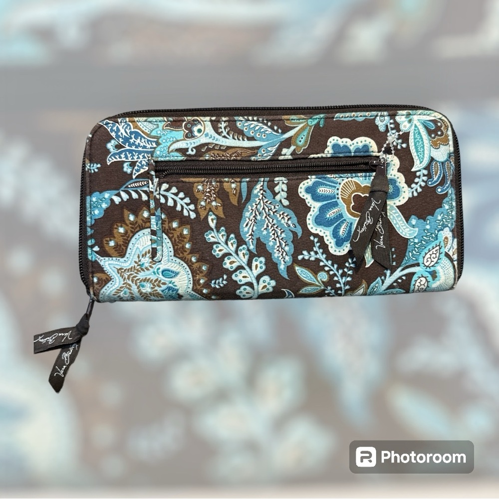 Vera Bradley Blue and Brown Floral Wallet